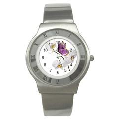 Butterfly Art T- Shirtbutterfly T- Shirt (2) Stainless Steel Watch