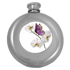 Butterfly Art T- Shirtbutterfly T- Shirt (2) Round Hip Flask (5 oz)