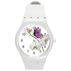 Butterfly Art T- Shirtbutterfly T- Shirt (2) Round Plastic Sport Watch (M)