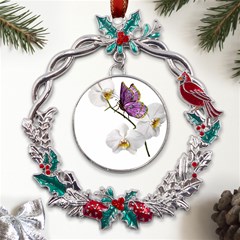 Butterfly Art T- Shirtbutterfly T- Shirt (2) Metal X mas Wreath Holly leaf Ornament