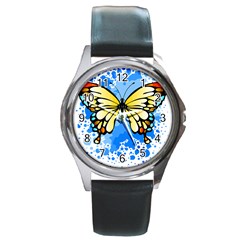 Butterfly Art T- Shirtbutterfly T- Shirt Round Metal Watch by JamesGoode