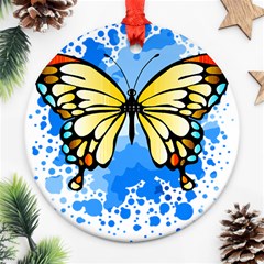 Butterfly Art T- Shirtbutterfly T- Shirt Round Ornament (two Sides)