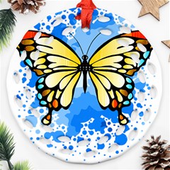 Butterfly Art T- Shirtbutterfly T- Shirt Ornament (round Filigree)