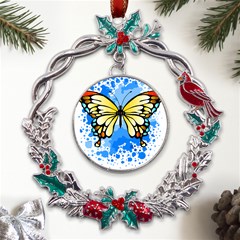 Butterfly Art T- Shirtbutterfly T- Shirt Metal X mas Wreath Holly Leaf Ornament