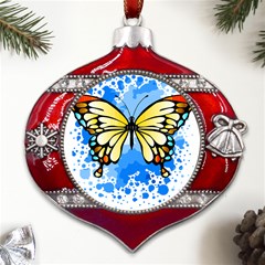 Butterfly Art T- Shirtbutterfly T- Shirt Metal Snowflake And Bell Red Ornament