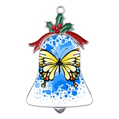 Butterfly Art T- Shirtbutterfly T- Shirt Metal Holly Leaf Bell Ornament by JamesGoode