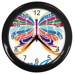 Butterfly Embroidery Effect T- Shirt Butterfly Embroidery Effect T- Shirt Wall Clock (black) by JamesGoode