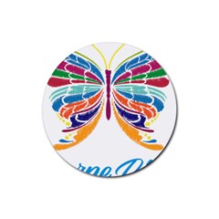 Butterfly Embroidery Effect T- Shirt Butterfly Embroidery Effect T- Shirt Rubber Coaster (round) by JamesGoode