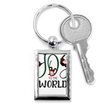 Gnome T- Shirt Joy To The World With Gnomes T- Shirt Key Chain (Rectangle) Front