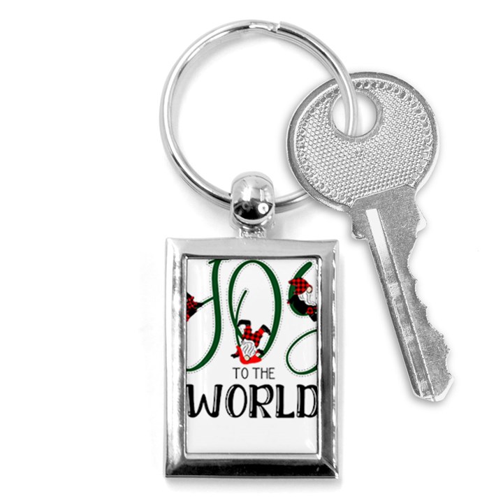 Gnome T- Shirt Joy To The World With Gnomes T- Shirt Key Chain (Rectangle)