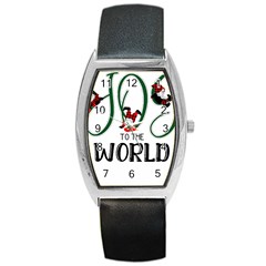 Gnome T- Shirt Joy To The World With Gnomes T- Shirt Barrel Style Metal Watch by ZUXUMI