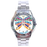 Butterfly Embroidery Effect T- Shirt Butterfly Embroidery Effect T- Shirt Stainless Steel Analogue Watch Front