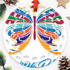 Butterfly Embroidery Effect T- Shirt Butterfly Embroidery Effect T- Shirt Ornament (round Filigree)