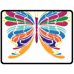 Butterfly Embroidery Effect T- Shirt Butterfly Embroidery Effect T- Shirt Two Sides Fleece Blanket (large) by JamesGoode