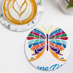 Butterfly Embroidery Effect T- Shirt Butterfly Embroidery Effect T- Shirt Uv Print Round Tile Coaster by JamesGoode