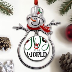 Gnome T- Shirt Joy To The World With Gnomes T- Shirt Metal Snowman Ornament by ZUXUMI