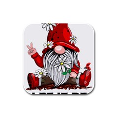 Gnome T- Shirt Let It Be Hippy Gnome T- Shirt Rubber Square Coaster (4 Pack) by ZUXUMI