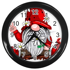 Gnome T- Shirt Let It Be Hippy Gnome T- Shirt Wall Clock (black) by ZUXUMI