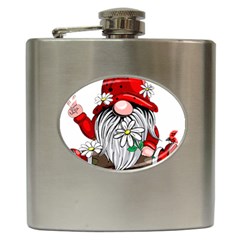 Gnome T- Shirt Let It Be Hippy Gnome T- Shirt Hip Flask (6 Oz) by ZUXUMI