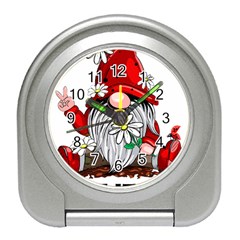 Gnome T- Shirt Let It Be Hippy Gnome T- Shirt Travel Alarm Clock by ZUXUMI