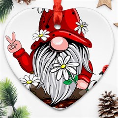 Gnome T- Shirt Let It Be Hippy Gnome T- Shirt Heart Ornament (two Sides) by ZUXUMI