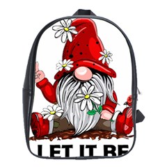 Gnome T- Shirt Let It Be Hippy Gnome T- Shirt School Bag (large) by ZUXUMI