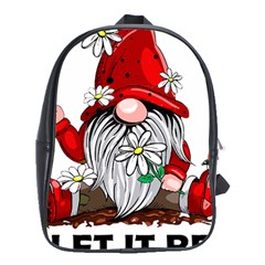 Gnome T- Shirt Let It Be Hippy Gnome T- Shirt School Bag (xl) by ZUXUMI