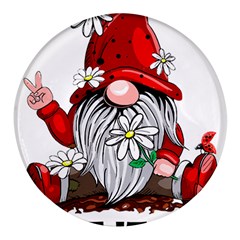 Gnome T- Shirt Let It Be Hippy Gnome T- Shirt Round Glass Fridge Magnet (4 Pack) by ZUXUMI