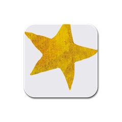 Gold Star T- Shirt Watercolor Gold Star T- Shirt Rubber Square Coaster (4 Pack) by ZUXUMI