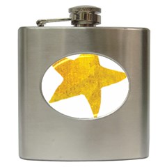 Gold Star T- Shirt Watercolor Gold Star T- Shirt Hip Flask (6 Oz) by ZUXUMI