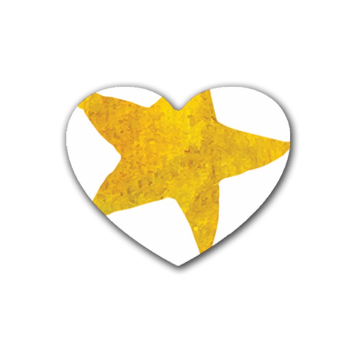 Gold Star T- Shirt Watercolor Gold Star T- Shirt Rubber Coaster (Heart)