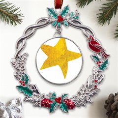 Gold Star T- Shirt Watercolor Gold Star T- Shirt Metal X mas Wreath Holly Leaf Ornament by ZUXUMI