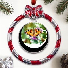 Butterfly T- Shirt Butterfly T- Shirt Metal Red Ribbon Round Ornament