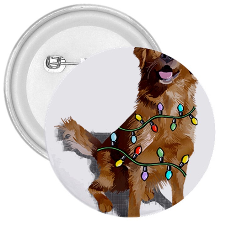 Golden Retriever Dog T- Shirt Golden Retriever Dog Santa Christmas Tree Lights Xmas T- Shirt 3  Buttons