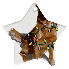 Golden Retriever Dog T- Shirt Golden Retriever Dog Santa Christmas Tree Lights Xmas T- Shirt Ornament (star) by ZUXUMI