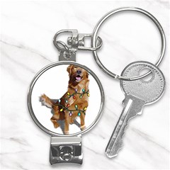 Golden Retriever Dog T- Shirt Golden Retriever Dog Santa Christmas Tree Lights Xmas T- Shirt Nail Clippers Key Chain by ZUXUMI