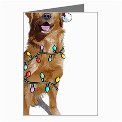 Golden Retriever Dog T- Shirt Golden Retriever Dog Santa Christmas Tree Lights Xmas T- Shirt Greeting Card by ZUXUMI