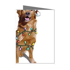 Golden Retriever Dog T- Shirt Golden Retriever Dog Santa Christmas Tree Lights Xmas T- Shirt Mini Greeting Cards (pkg Of 8) by ZUXUMI