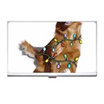 Golden Retriever Dog T- Shirt Golden Retriever Dog Santa Christmas Tree Lights Xmas T- Shirt Business Card Holder Front