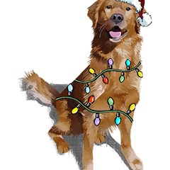 Golden Retriever Dog T- Shirt Golden Retriever Dog Santa Christmas Tree Lights Xmas T- Shirt Play Mat (square) by ZUXUMI