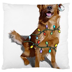 Golden Retriever Dog T- Shirt Golden Retriever Dog Santa Christmas Tree Lights Xmas T- Shirt Large Cushion Case (one Side) by ZUXUMI