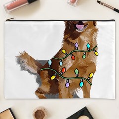 Golden Retriever Dog T- Shirt Golden Retriever Dog Santa Christmas Tree Lights Xmas T- Shirt Cosmetic Bag (xxxl) by ZUXUMI