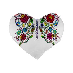 Butterfly T- Shirt Butterfly T- Shirt Standard 16  Premium Flano Heart Shape Cushions