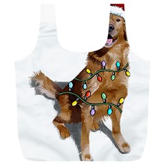 Golden Retriever Dog T- Shirt Golden Retriever Dog Santa Christmas Tree Lights Xmas T- Shirt Full Print Recycle Bag (xl) by ZUXUMI