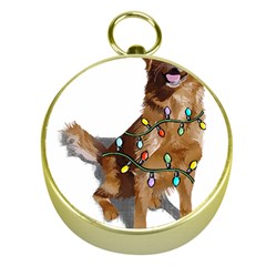 Golden Retriever Dog T- Shirt Golden Retriever Dog Santa Christmas Tree Lights Xmas T- Shirt Gold Compasses by ZUXUMI