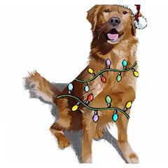 Golden Retriever Dog T- Shirt Golden Retriever Dog Santa Christmas Tree Lights Xmas T- Shirt Wooden Puzzle Square by ZUXUMI