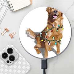 Golden Retriever Dog T- Shirt Golden Retriever Dog Santa Christmas Tree Lights Xmas T- Shirt Wireless Fast Charger(white)