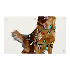 Golden Retriever Dog T- Shirt Golden Retriever Dog Santa Christmas Tree Lights Xmas T- Shirt Banner And Sign 5  X 3  by ZUXUMI