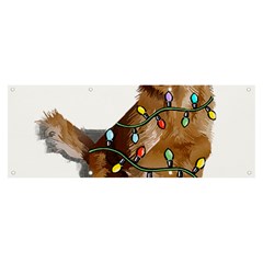 Golden Retriever Dog T- Shirt Golden Retriever Dog Santa Christmas Tree Lights Xmas T- Shirt Banner And Sign 8  X 3 