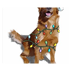 Golden Retriever Dog T- Shirt Golden Retriever Dog Santa Christmas Tree Lights Xmas T- Shirt Premium Plush Fleece Blanket (small) by ZUXUMI